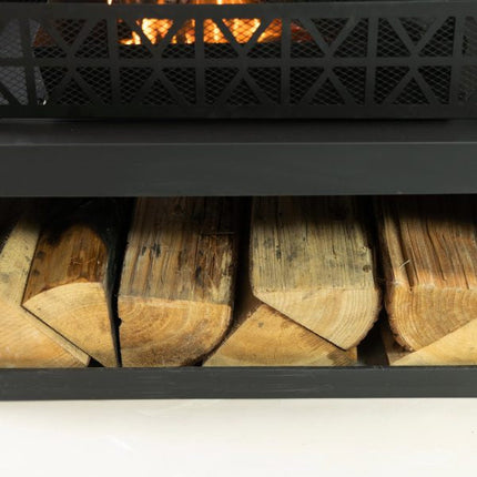 Deko Living 36 Inch Rectangular Outdoor Steel Woodburning Fireplace with Log Storage Compartment - COB10511 Deko Living