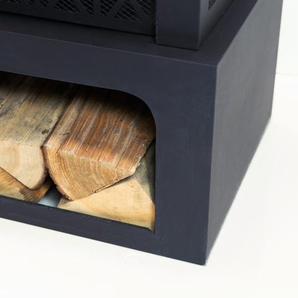 Deko Living 36 Inch Rectangular Outdoor Steel Woodburning Fireplace with Log Storage Compartment - COB10511 Deko Living