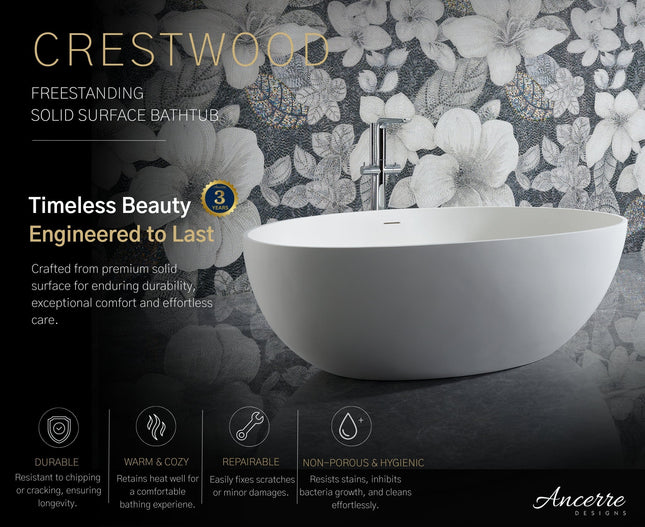 Crestwood Freestanding Solid Surface Bathtub Ancerre Designs