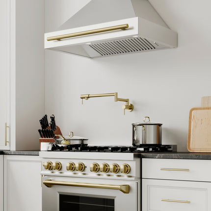 ZLINE Autograph Edition 36" Stainless Steel Range Hood with Stainless Steel Shell and Champagne Bronze Handle (8654STZ-36-CB)