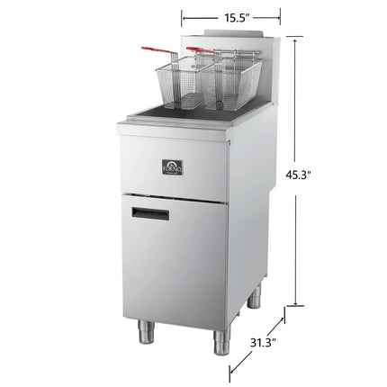 Forno Commerciale Natural Gas Deep Fryer, 4 Burners 120,000 BTU, 50 lbs Oil Capacity FORNO