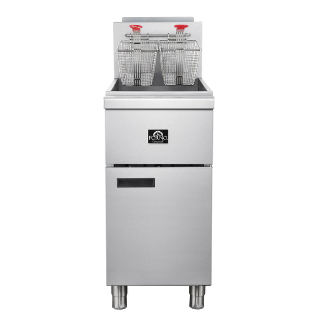 Forno Commerciale Natural Gas Deep Fryer, 4 Burners 120,000 BTU, 50 lbs Oil Capacity FORNO