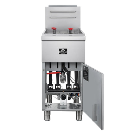 Forno Commerciale Natural Gas Deep Fryer, 4 Burners 120,000 BTU, 50 lbs Oil Capacity FORNO
