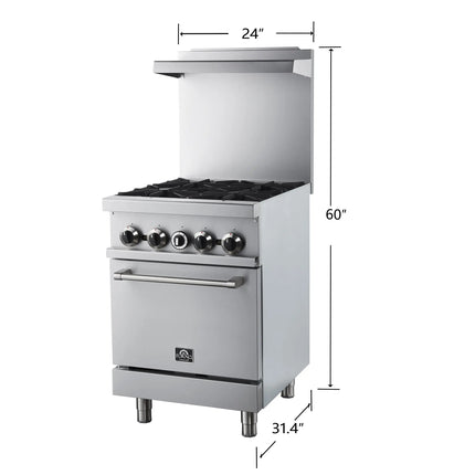 Forno Commerciale 24 Inch Gas Range with 4 Burners FORNO