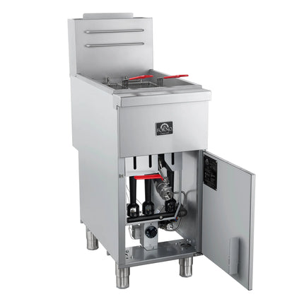 Forno Commerciale Natural Gas Deep Fryer, 3 Burners 90,000 BTU, 40 lbs, Millivolt Control FORNO