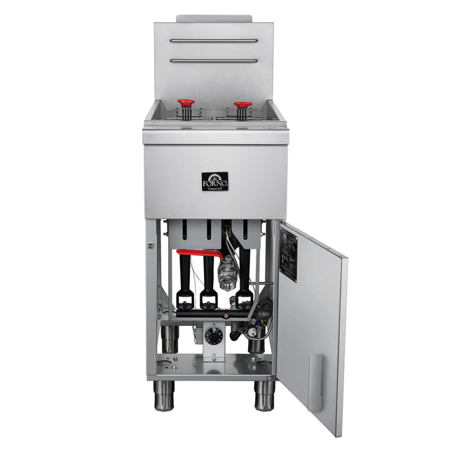 Forno Commerciale Propane Gas Deep Fryer, 4 Burners 120,000 BTU, 50 lbs Oil Capacity, Millivolt Control FORNO