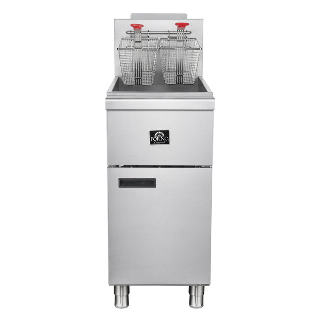 Forno Commerciale Propane Gas Deep Fryer, 4 Burners 120,000 BTU, 50 lbs Oil Capacity, Millivolt Control FORNO