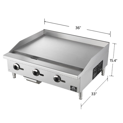 Forno Commerciale 36 Inch Gas Griddle, 3 Burners FORNO