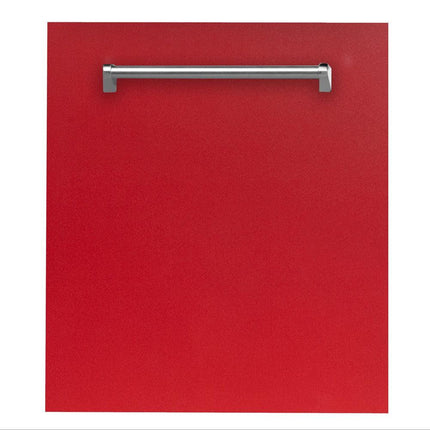 ZLINE 24 in. Top Control Dishwasher with Red Matte Panel and Traditional Style Handle, 52dBa (DW-RM-24)
