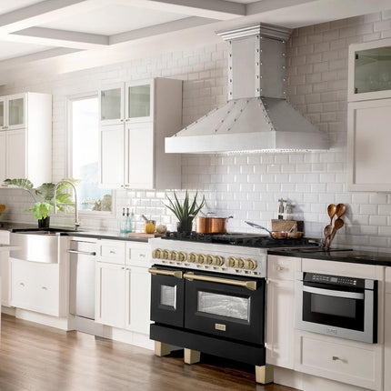 ZLINE Autograph Edition 48 in. 6.0 cu. ft. Legacy Dual Fuel Range with 7 Burner Gas Cooktop and 2 Electric Ovens (RAZ-BLM-48-CB)