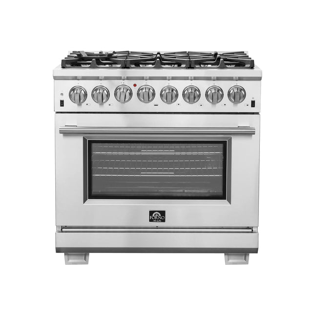 Forno Capriasca 36-Inch Freestanding Dual Fuel Range, 6 Burners, True Convection Oven FORNO