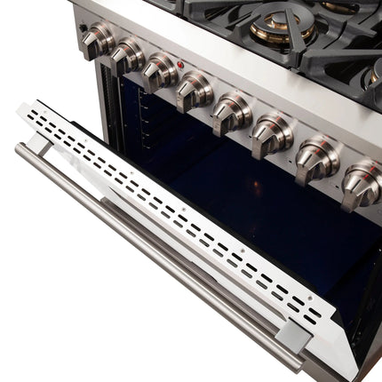 Forno Capriasca 36-Inch Freestanding Dual Fuel Range, 6 Burners, True Convection Oven, White Door FORNO