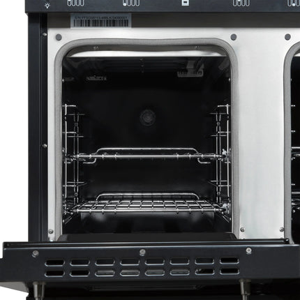 Forno Antico 48-Inch Dual Fuel Range, Black with Antique Brass Finish, 8 Burners, 94,000 BTU, 5.5 cu.ft. Double Ovens & Griddle FORNO
