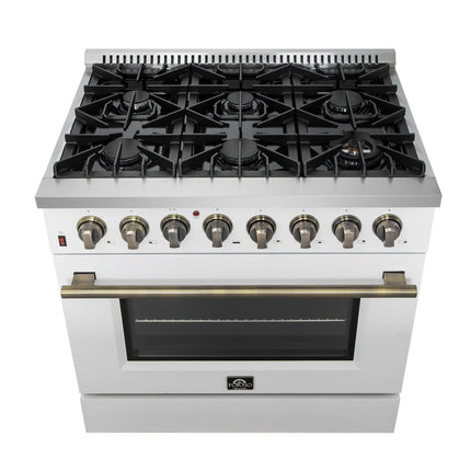 Forno Galiano 36" Freestanding Dual Fuel Range in White FORNO