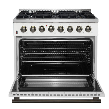 Forno Galiano 36" Freestanding Dual Fuel Range in White FORNO