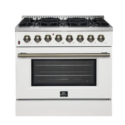 Forno Galiano 36" Freestanding Dual Fuel Range in White FORNO