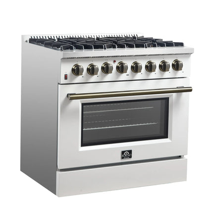 Forno Galiano 36" Freestanding Dual Fuel Range in White FORNO
