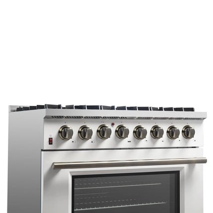 Forno Galiano 36" Freestanding Dual Fuel Range in White FORNO