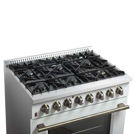 Forno Galiano 36" Freestanding Dual Fuel Range in White FORNO