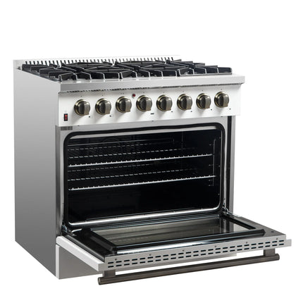 Forno Galiano 36" Freestanding Dual Fuel Range in White FORNO