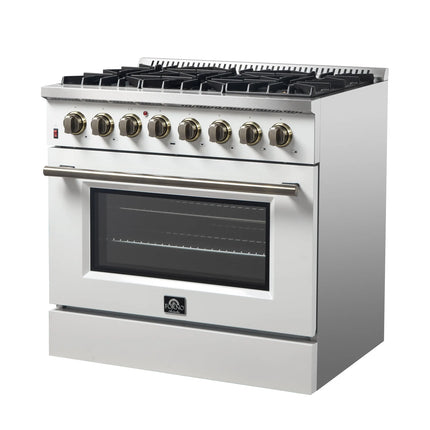 Forno Galiano 36" Freestanding Dual Fuel Range in White FORNO