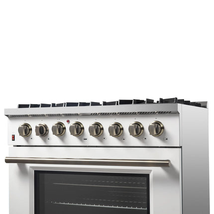 Forno Galiano 36" Freestanding Dual Fuel Range in White FORNO
