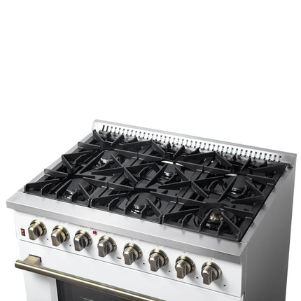 Forno Galiano 36" Freestanding Dual Fuel Range in White FORNO