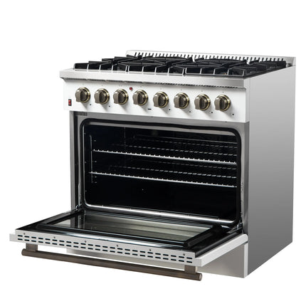 Forno Galiano 36" Freestanding Dual Fuel Range in White FORNO