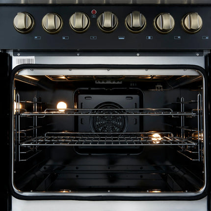 Forno Galiano 30-inch Freestanding French Door Dual Fuel Range Black FORNO