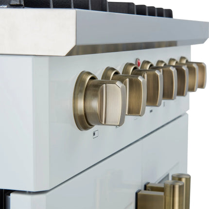 Forno Galiano 30-inch Freestanding French Door Dual Fuel Range White FORNO