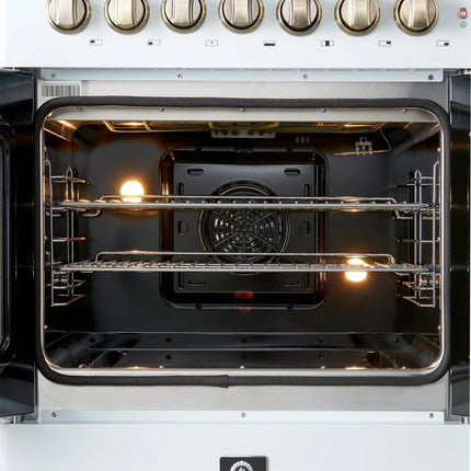 Forno Galiano 30-inch Freestanding French Door Dual Fuel Range White FORNO