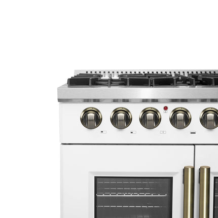 Forno Galiano 36-inch Freestanding French Door Dual Fuel Range White FORNO