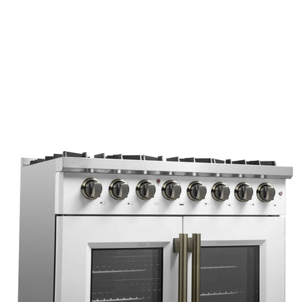 Forno Galiano 36-inch Freestanding French Door Dual Fuel Range White FORNO