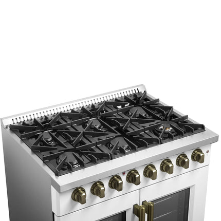 Forno Galiano 36-inch Freestanding French Door Dual Fuel Range White FORNO