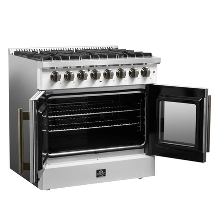 Forno Galiano 36-inch Freestanding French Door Dual Fuel Range White FORNO