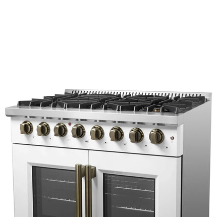Forno Galiano 36-inch Freestanding French Door Dual Fuel Range White FORNO
