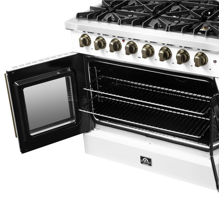 Forno Galiano 36-inch Freestanding French Door Dual Fuel Range White FORNO
