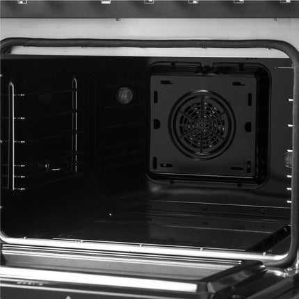 Forno Galiano 48-inch French Door Dual Fuel Range, Black & Antique Brass Design, 8 Sealed Burners - 107,000 BTU, Griddle, 6.58 cu.ft. Double Ovens FORNO