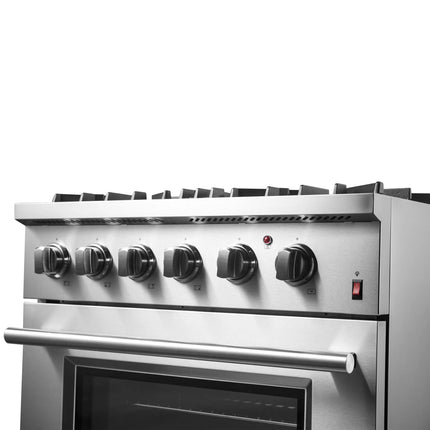 Forno Marco 30-Inch Dual Fuel Range, Stainless Steel, 4 Burners, 37,000 BTU, True Convection Oven, Energy Efficient FORNO