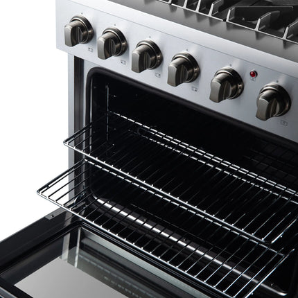 Forno Marco 30-Inch Dual Fuel Range, Stainless Steel, 4 Burners, 37,000 BTU, True Convection Oven, Energy Efficient FORNO