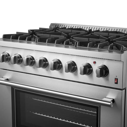Forno Marco 36-Inch Dual Fuel Range, Stainless Steel, 6 Burners, 67,000 BTU, True Convection Oven, Energy Efficient FORNO