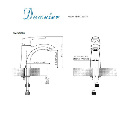 Daweier Single Lever Lavatory Faucet, Brushed Nickel EB1320174BN Daweier