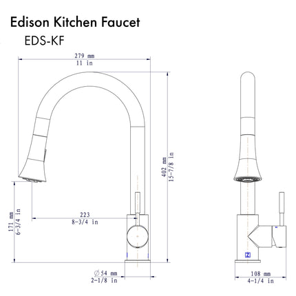 ZLINE Edison Kitchen Faucet in Brushed Nickel (EDS-KF-BN)
