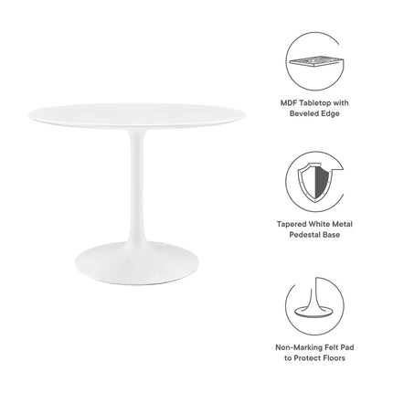 Modway EEI-1117-WHI Lippa 40" Round Wood Dining Table White Modway