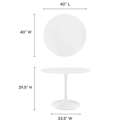 Modway EEI-1117-WHI Lippa 40" Round Wood Dining Table White Modway