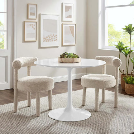 Modway EEI-1117-WHI Lippa 40" Round Wood Dining Table White Modway