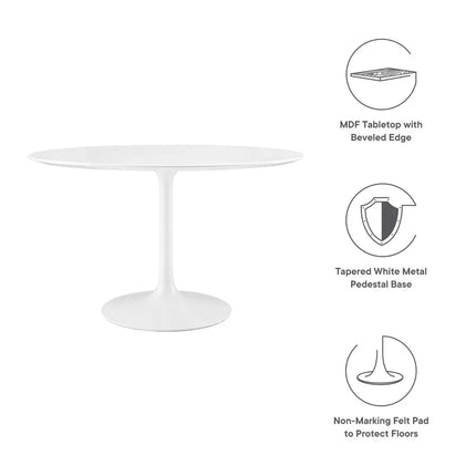 Modway EEI-1118-WHI Lippa 48" Round Wood Dining Table White Modway