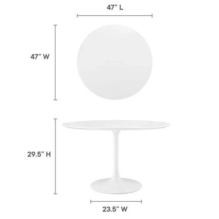 Modway EEI-1118-WHI Lippa 48" Round Wood Dining Table White Modway