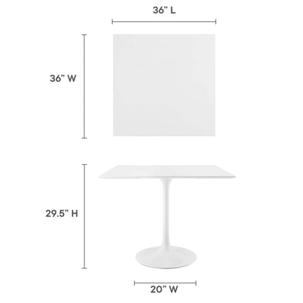 Modway EEI-1124 Lippa 36" Square Wood Dining Table Modway