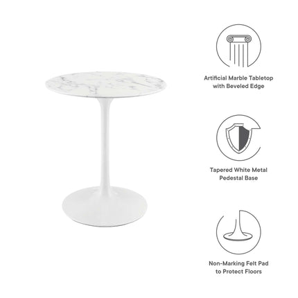 Modway EEI-1128 Lippa 28" Round Faux Marble Dining Table Modway